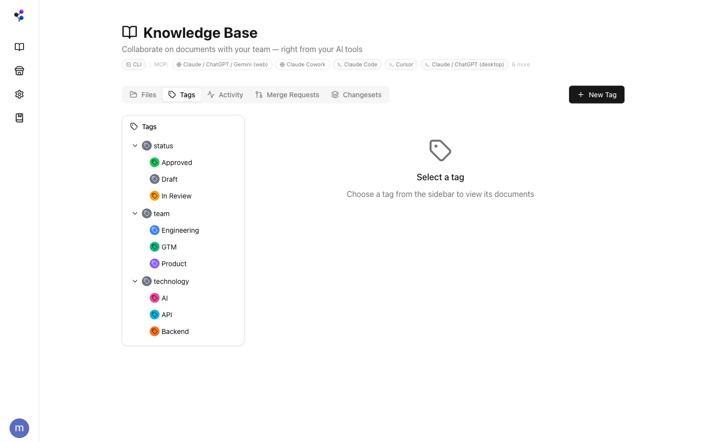 Tag hierarchy in the KB tags panel