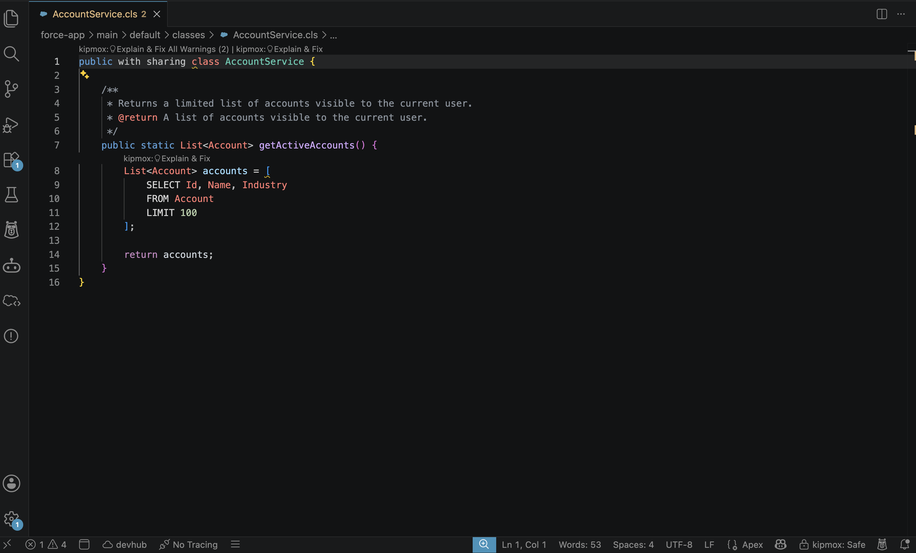 kipmox highlighted lines and CodeLens links in the editor