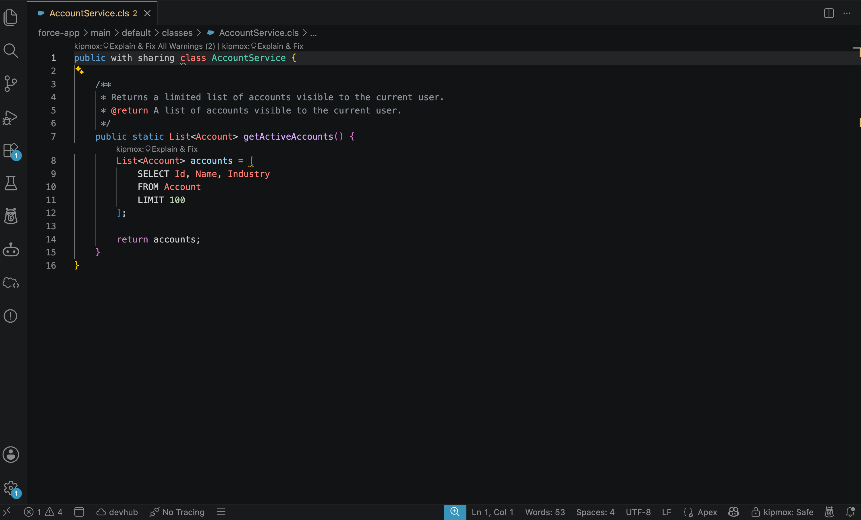 kipmox highlighted lines and CodeLens links in the editor