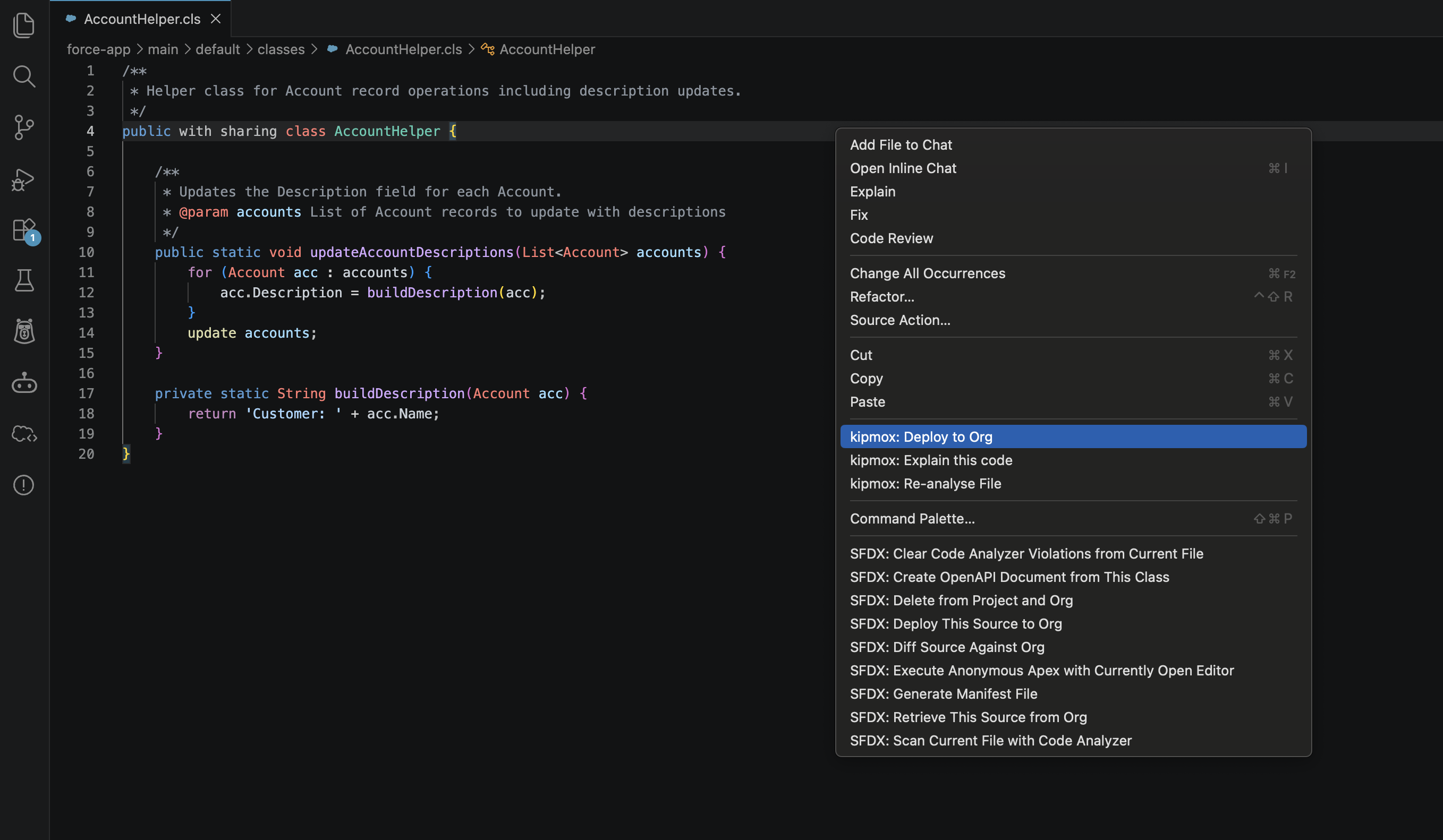 kipmox: Deploy to Org in the editor right-click menu