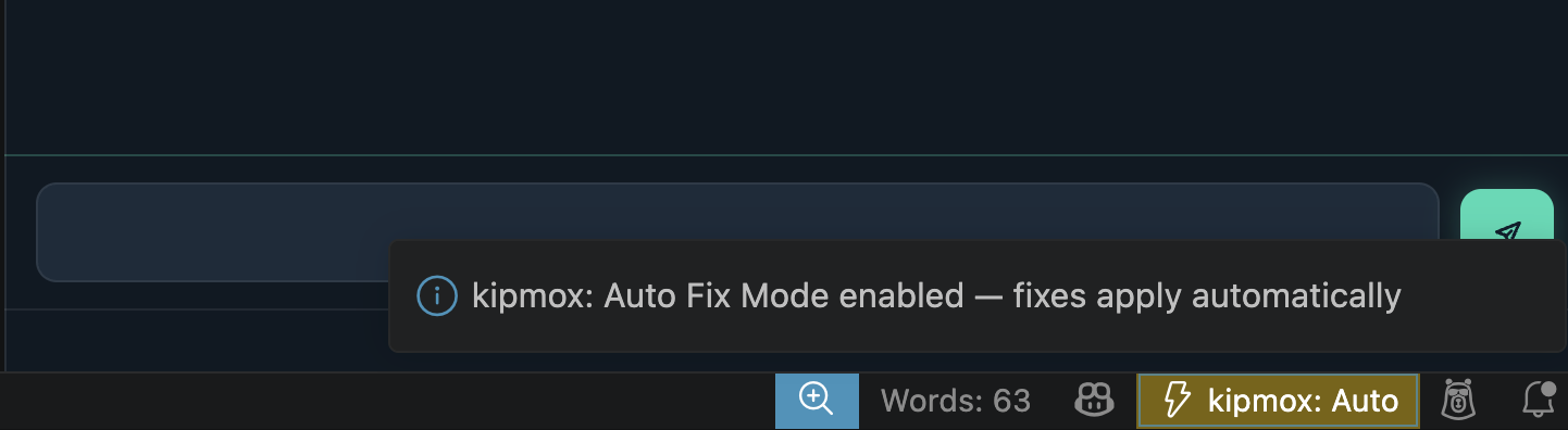 Auto Fix Mode — the deterministic check passes and the fix is already applied, shown as Fix Applied