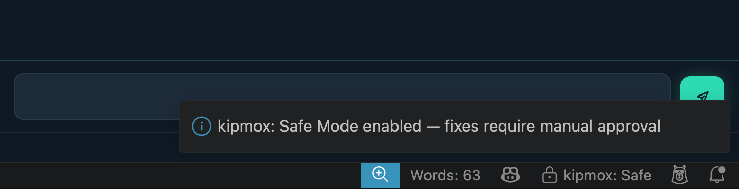 Safe Mode — the deterministic check passes and an Apply Fix button waits for your approval