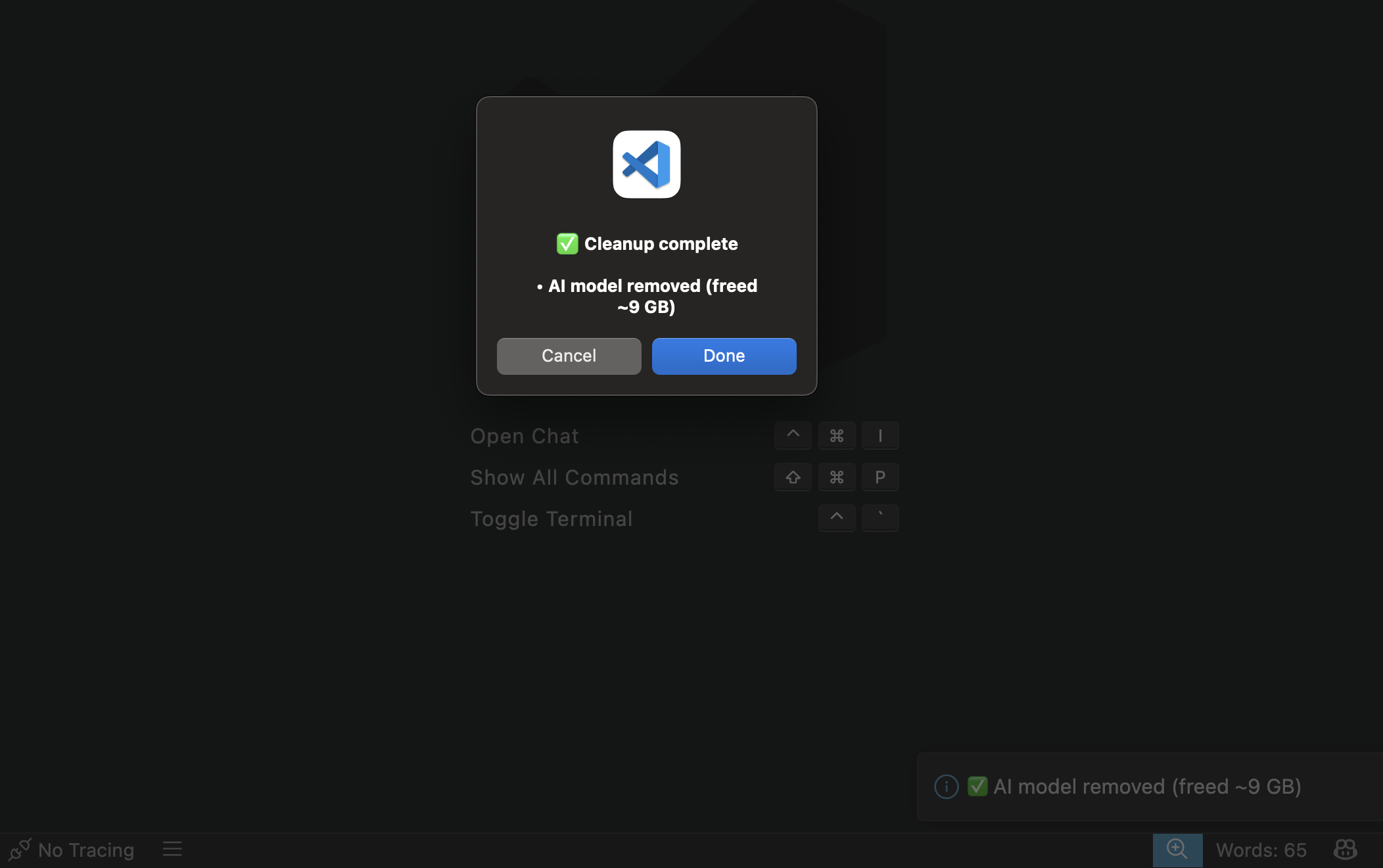 kipmox Clean Up Offline Files confirmation dialog