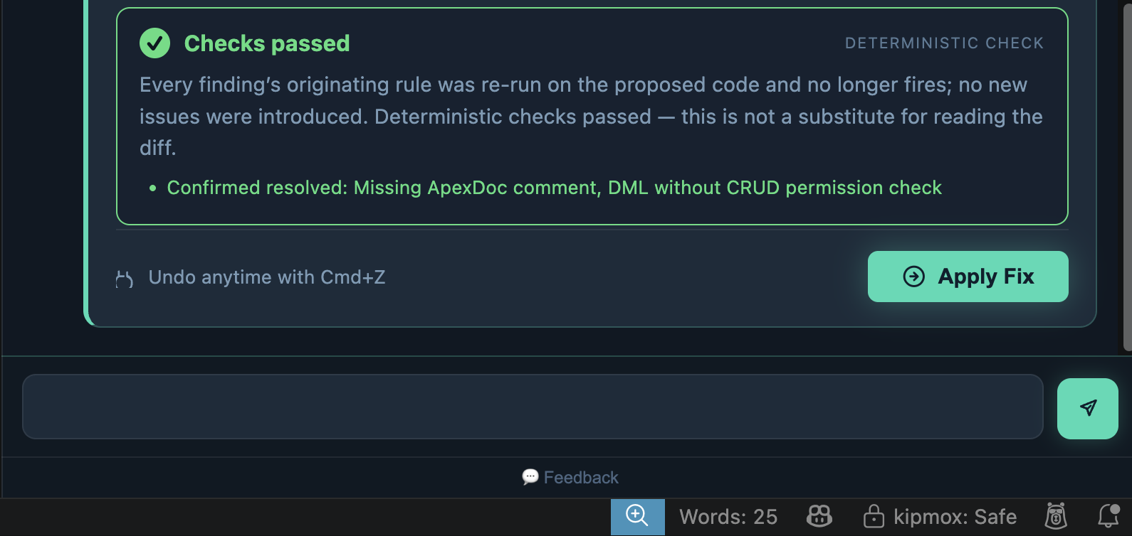 kipmox Safe Mode in the VS Code status bar