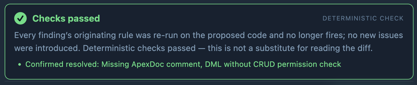 Deterministic check verdict: Checks passed