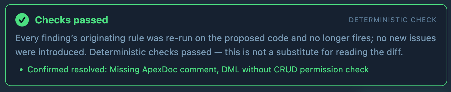 Deterministic check verdict: Checks passed
