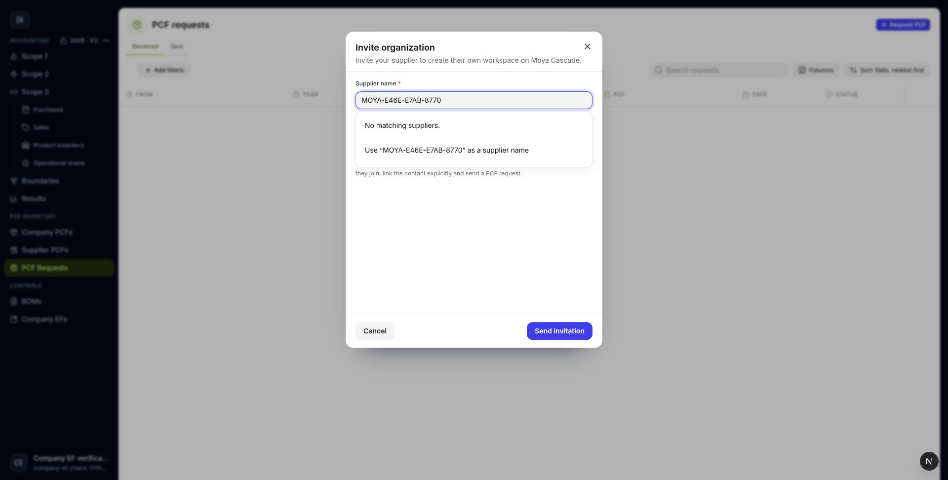 When Discoverable is off, searching by the full organization ID does not reveal the company.