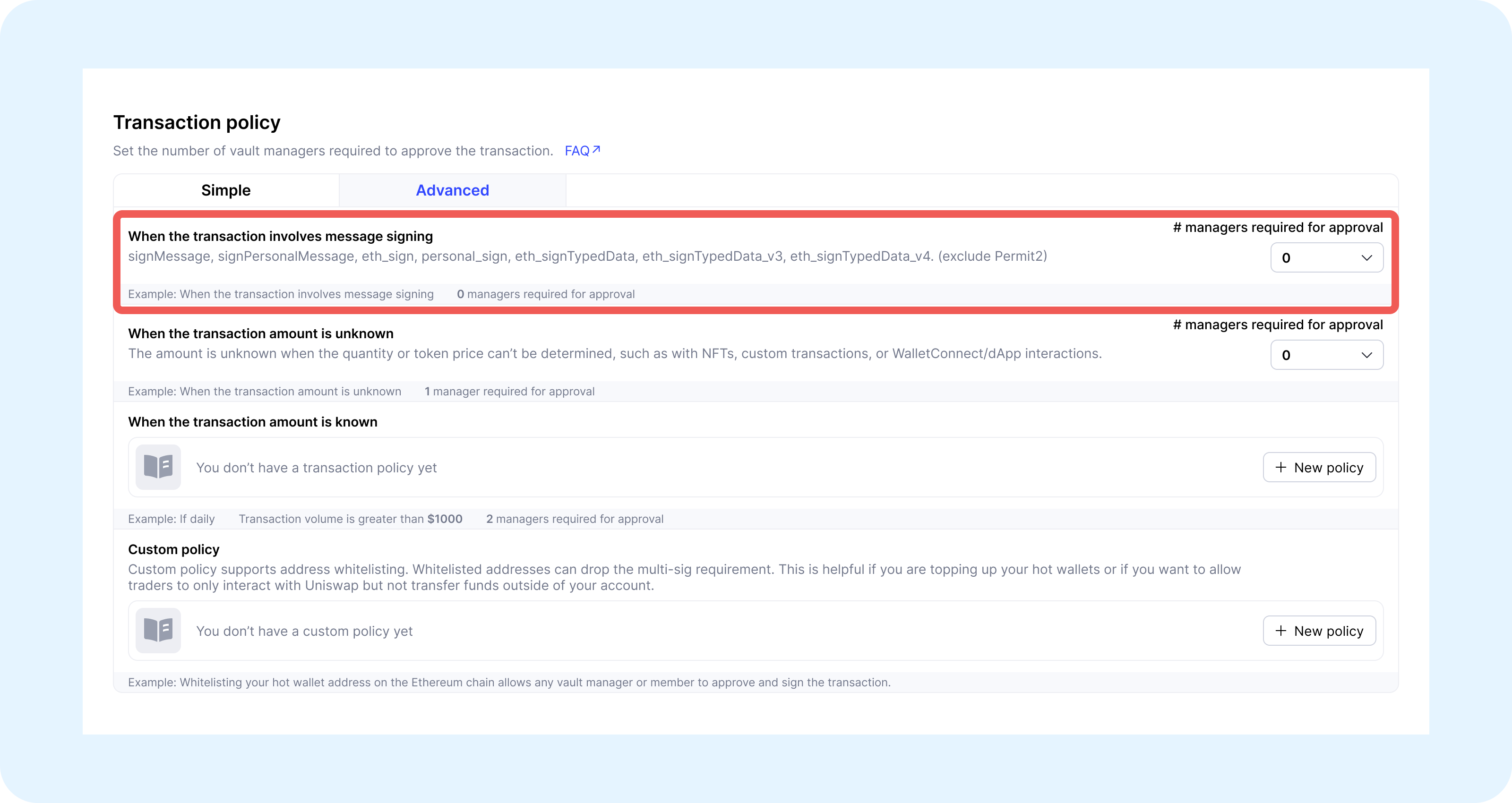 Message Signing Policy