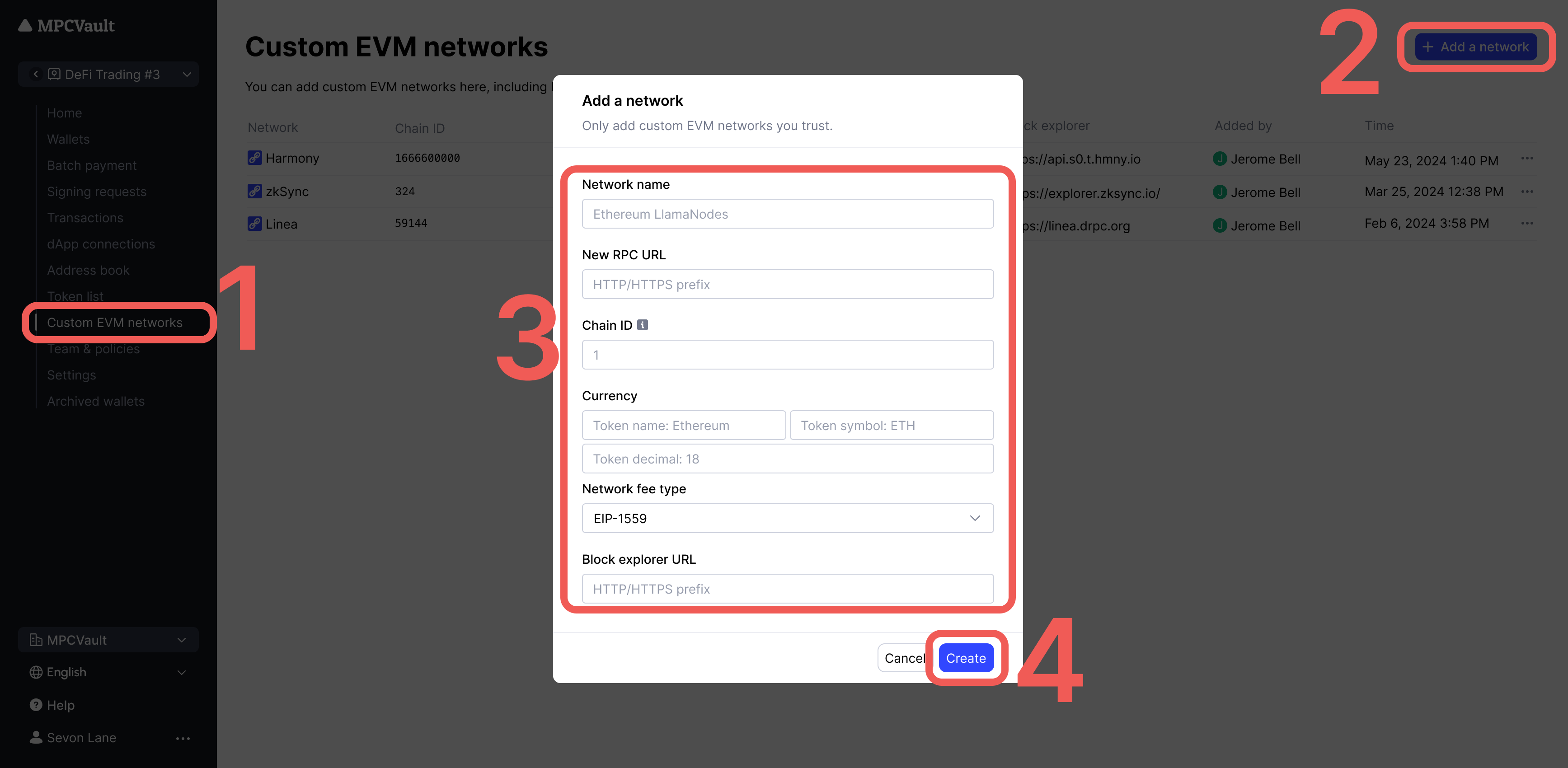 Add Custom Network