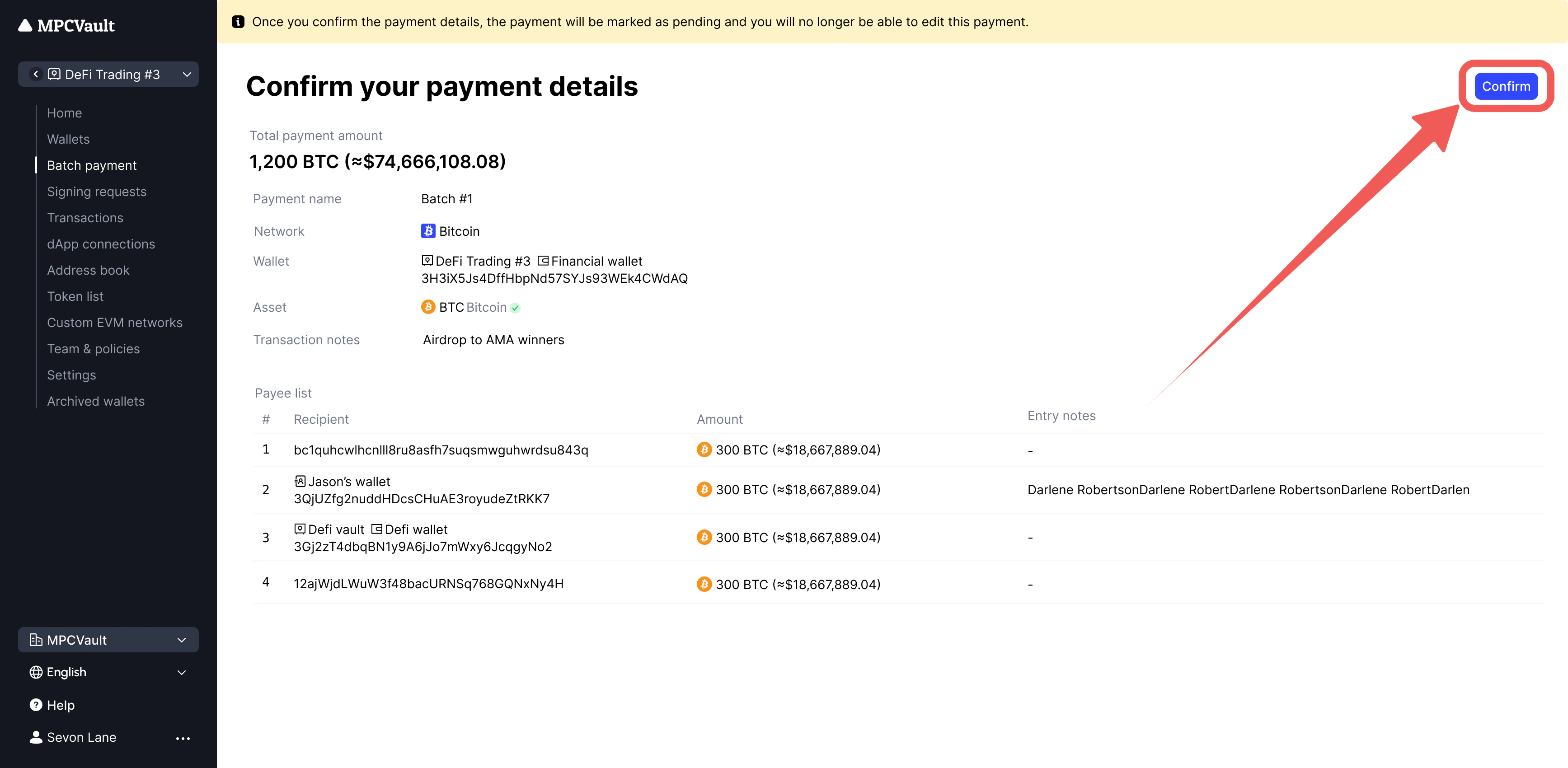 Confirm Payment