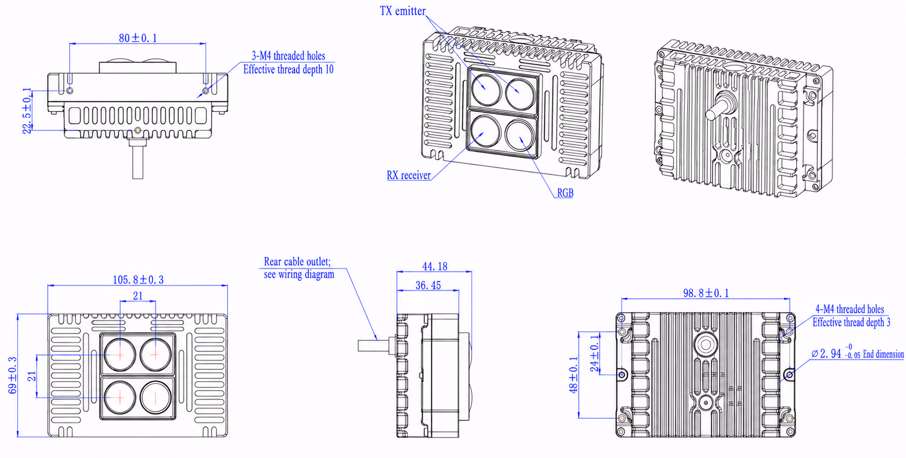 Mechanisches Design und Abmessungen der Standardkamera S20