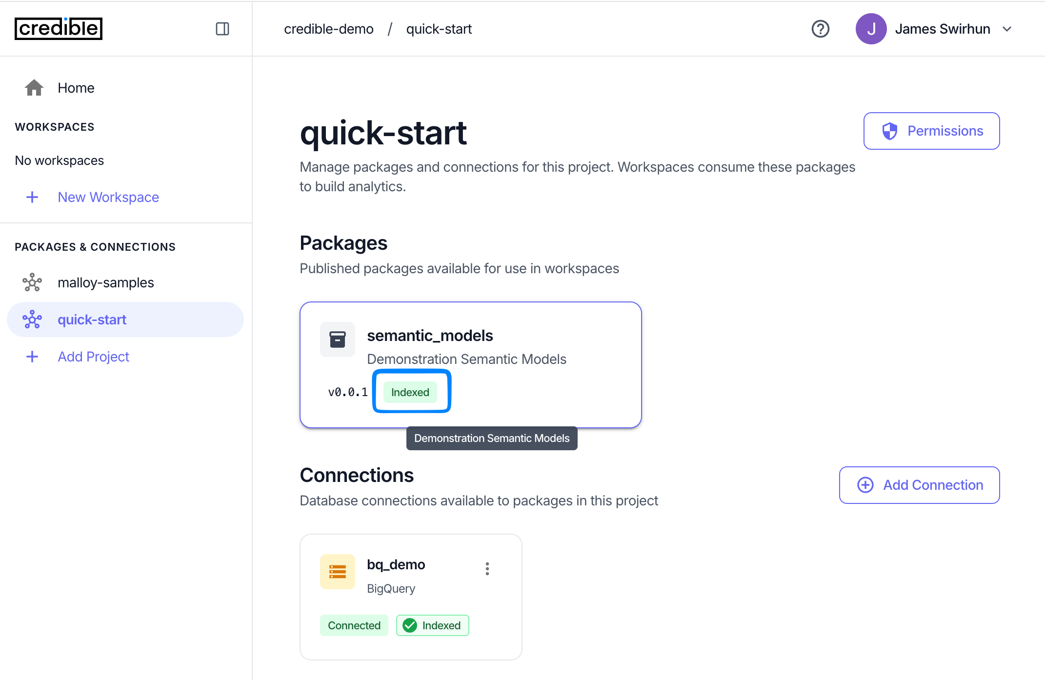 Package showing indexed status