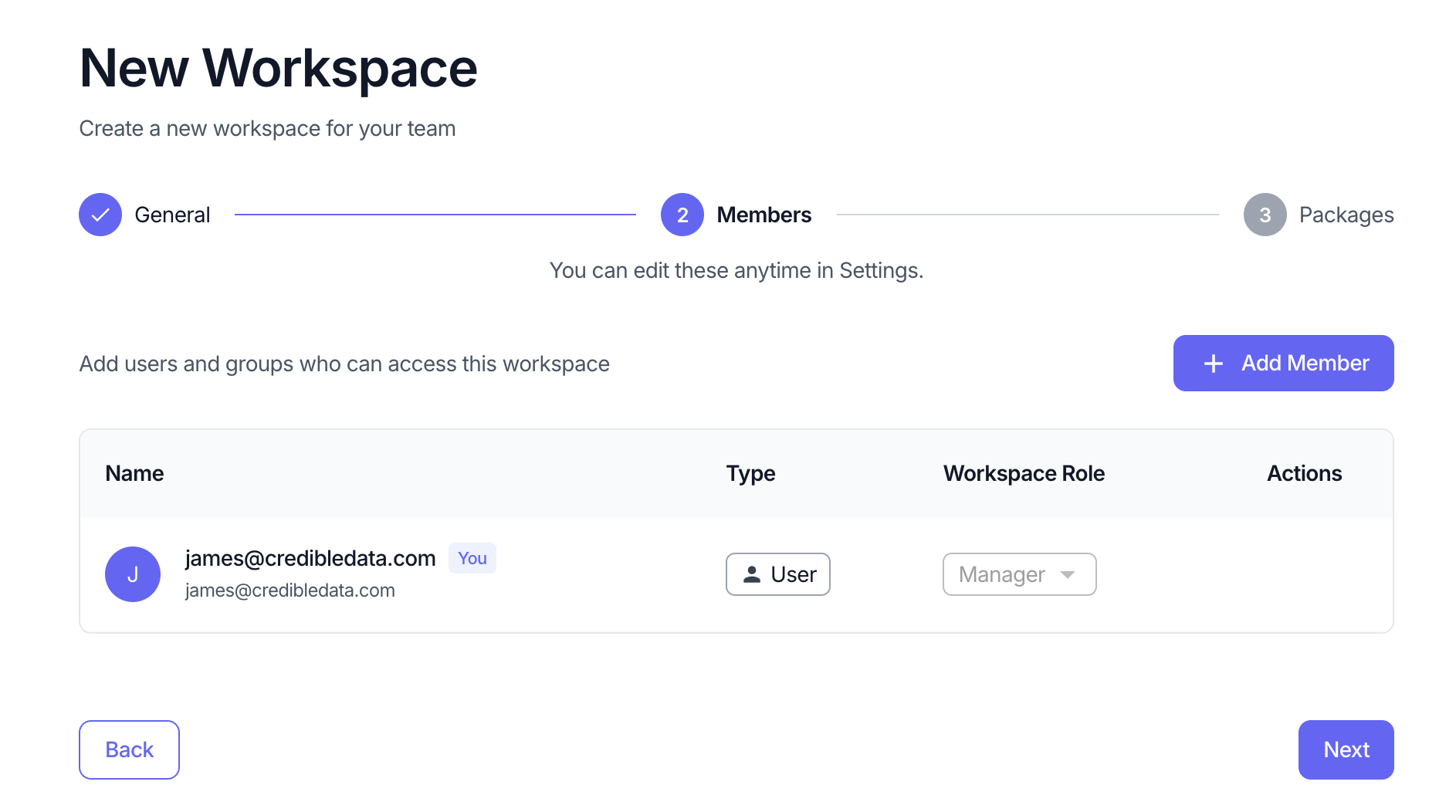 Adding members to a workspace
