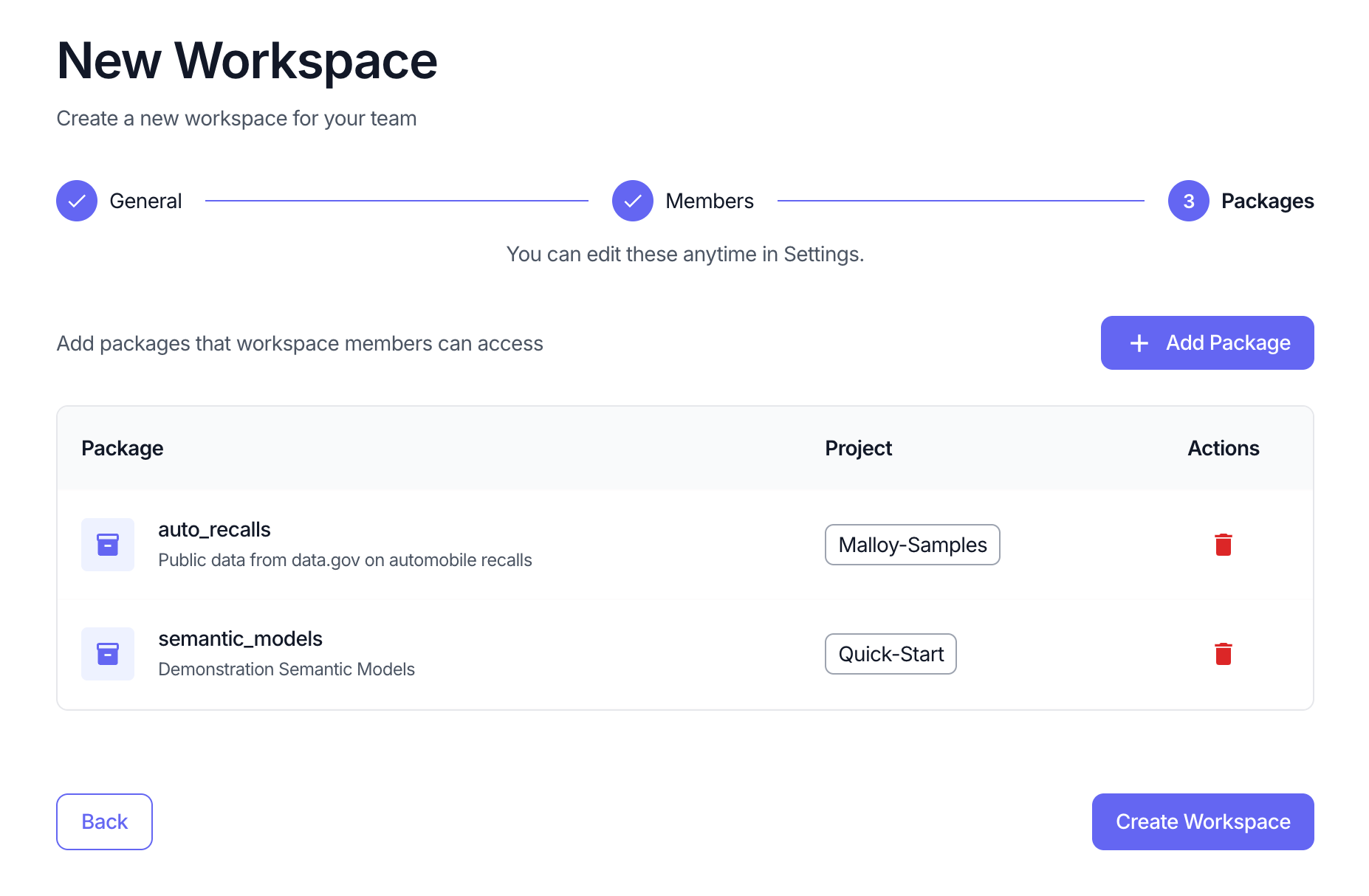 Adding packages and creating the workspace
