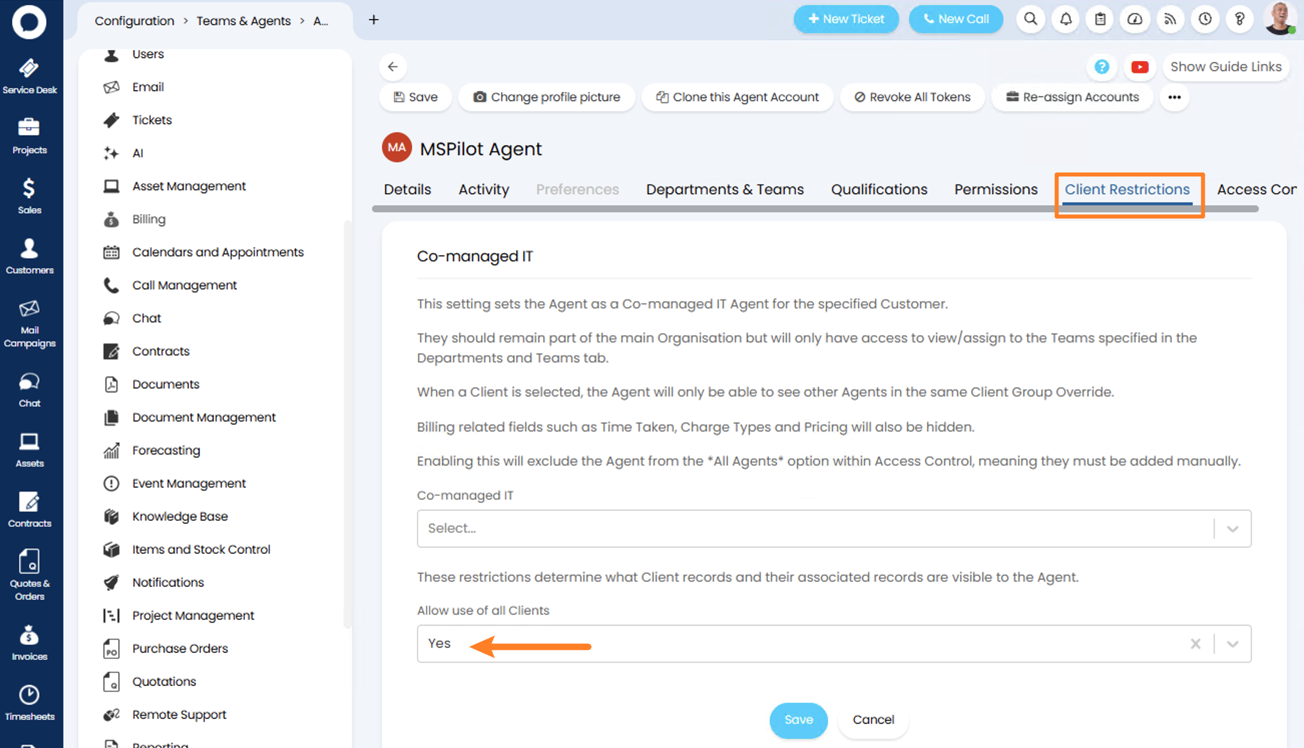Agent Restrictions