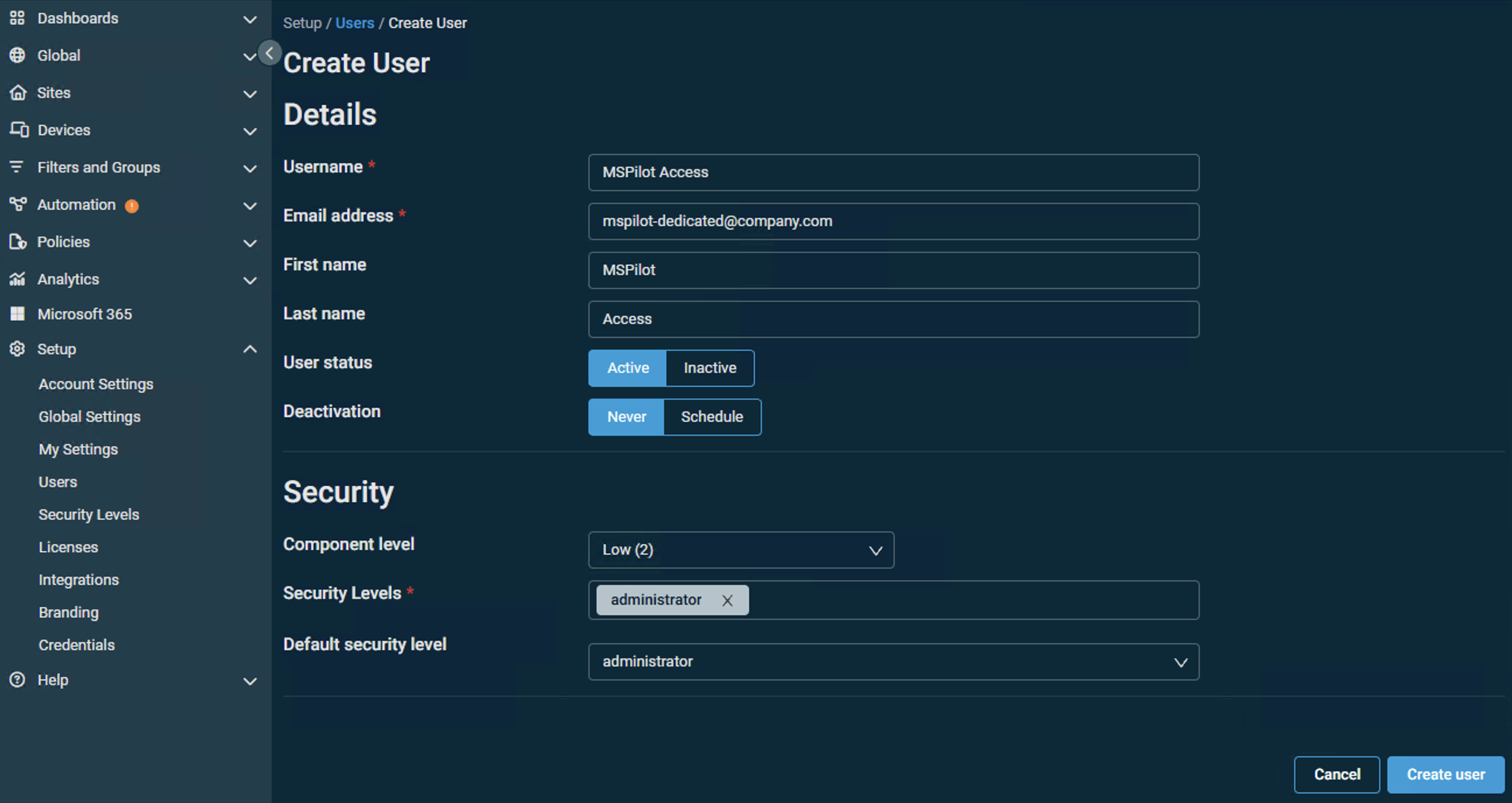 Create User