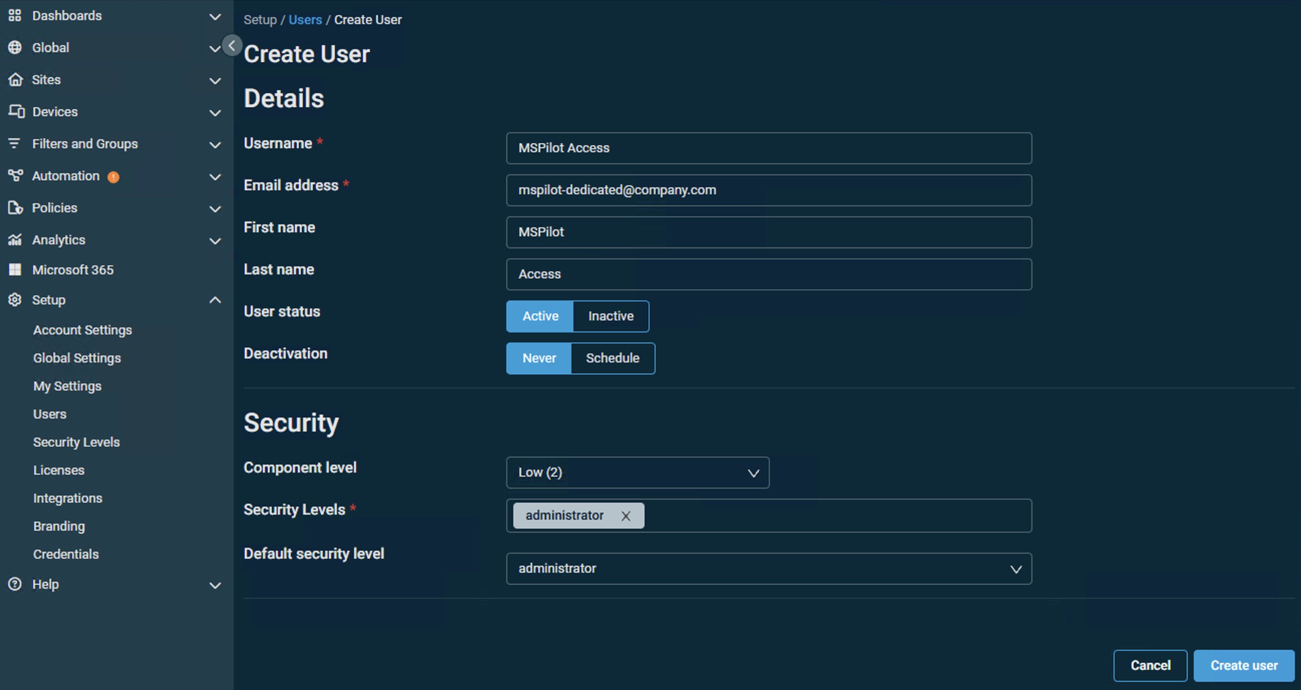 Create User