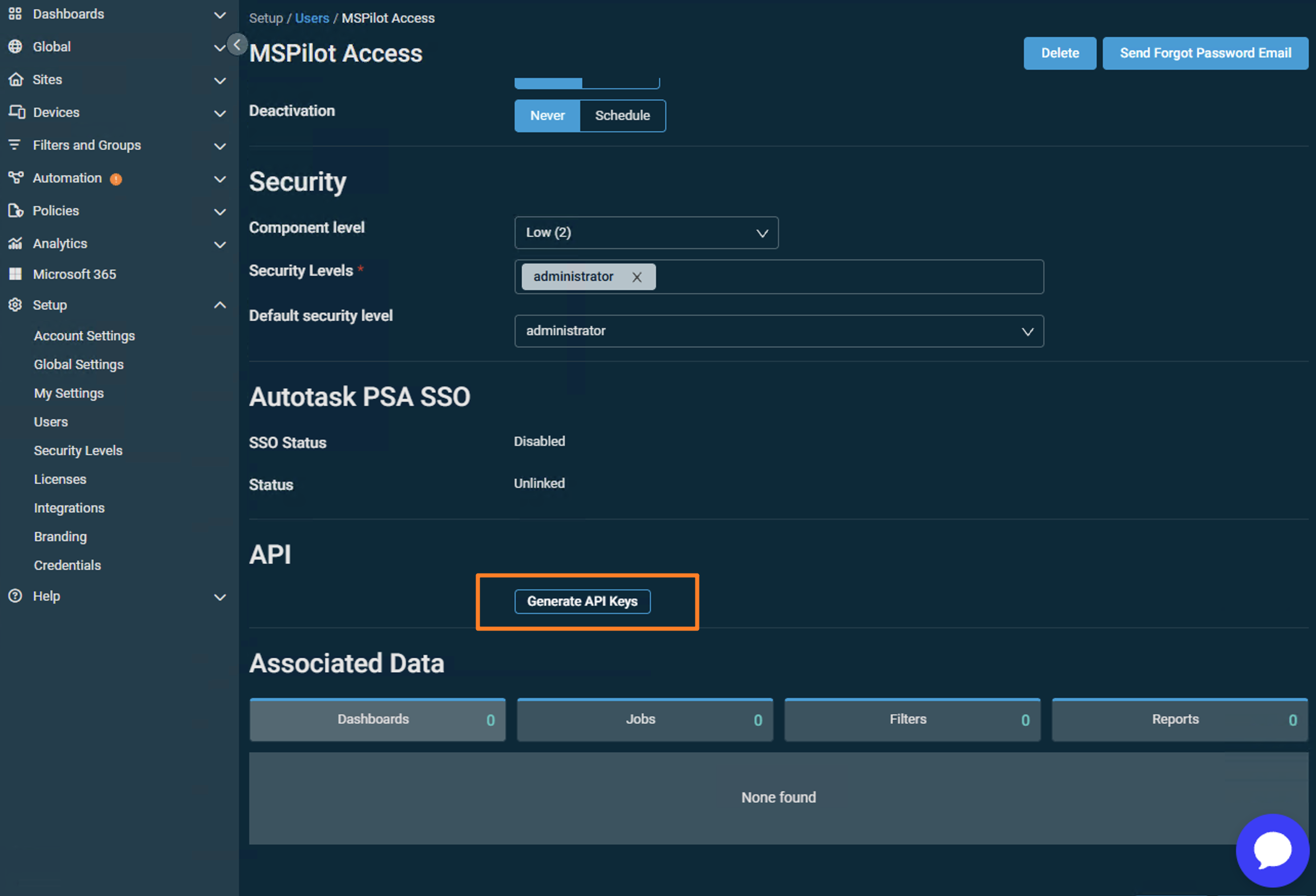 Enable Generate Api Keys
