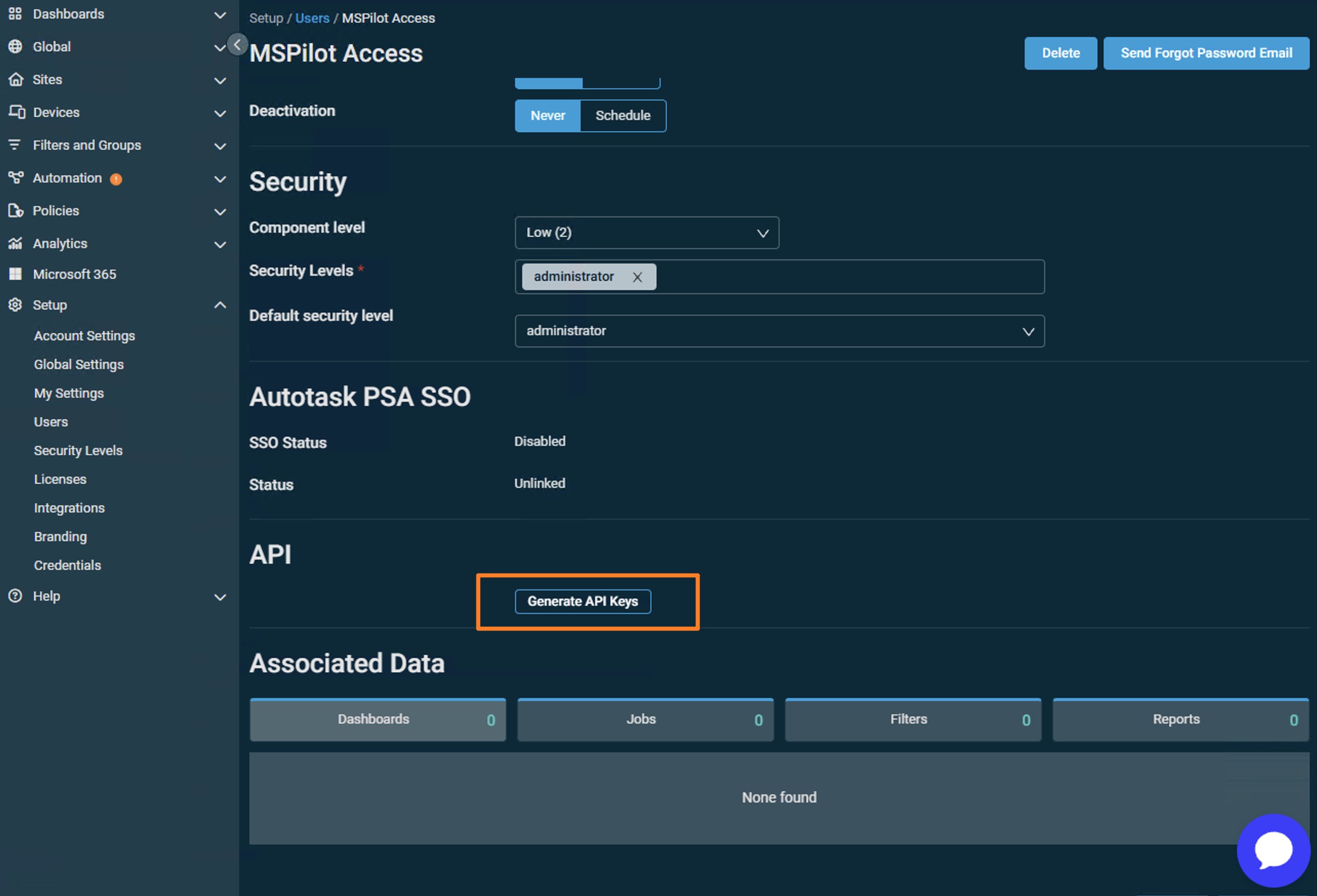 Enable Generate Api Keys