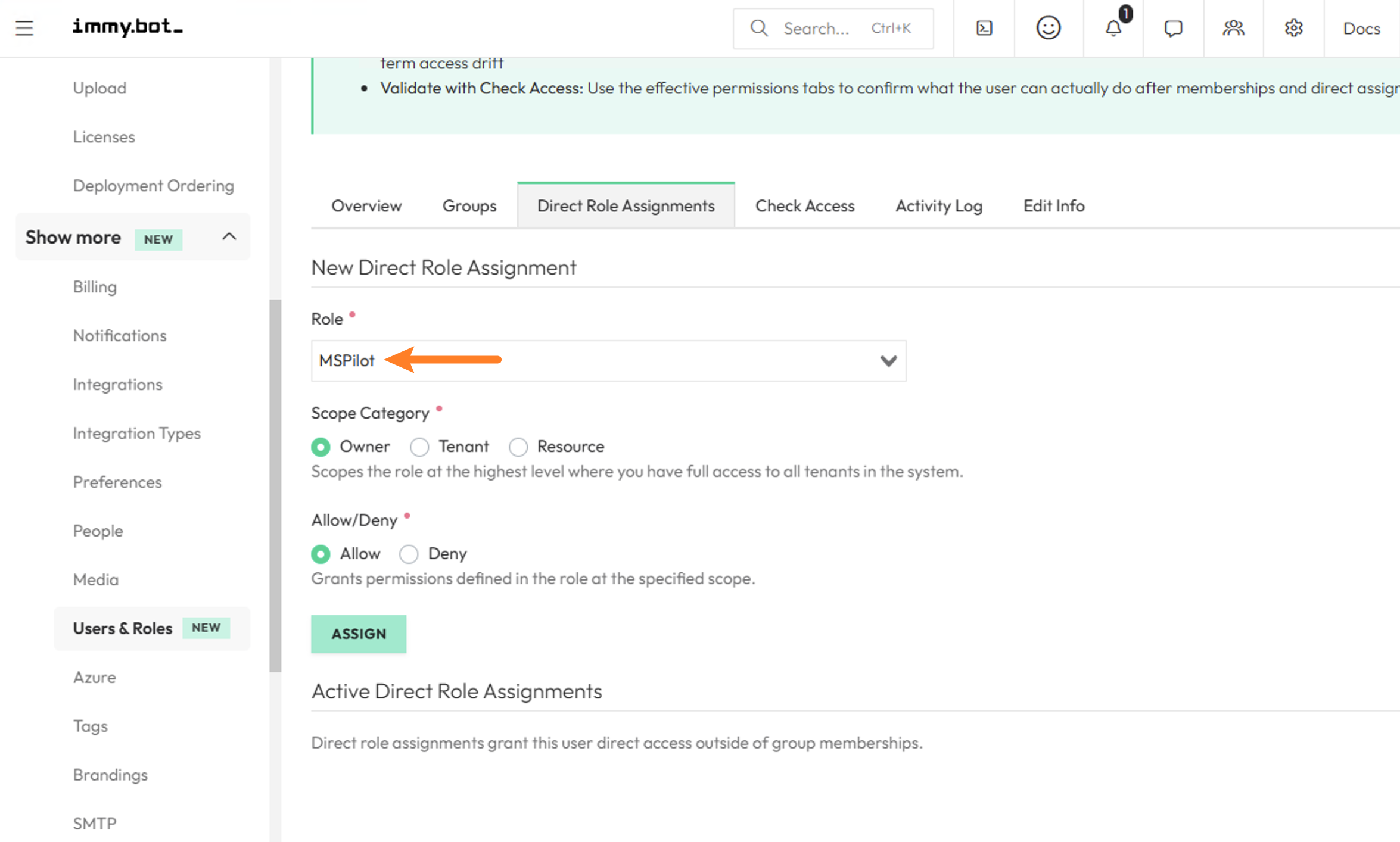 Direct Role Assignments