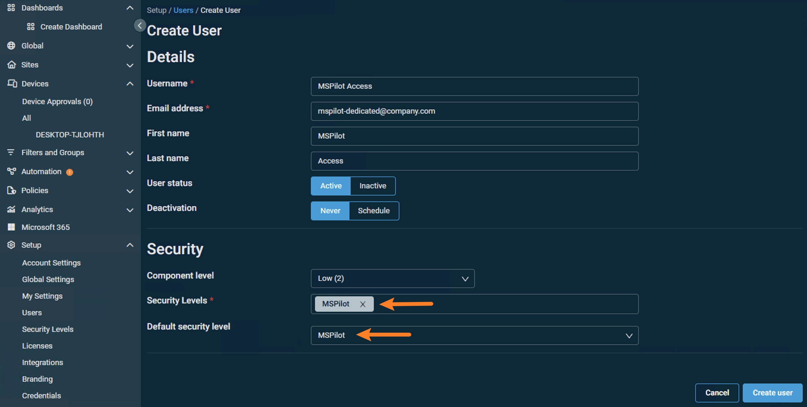 Create User