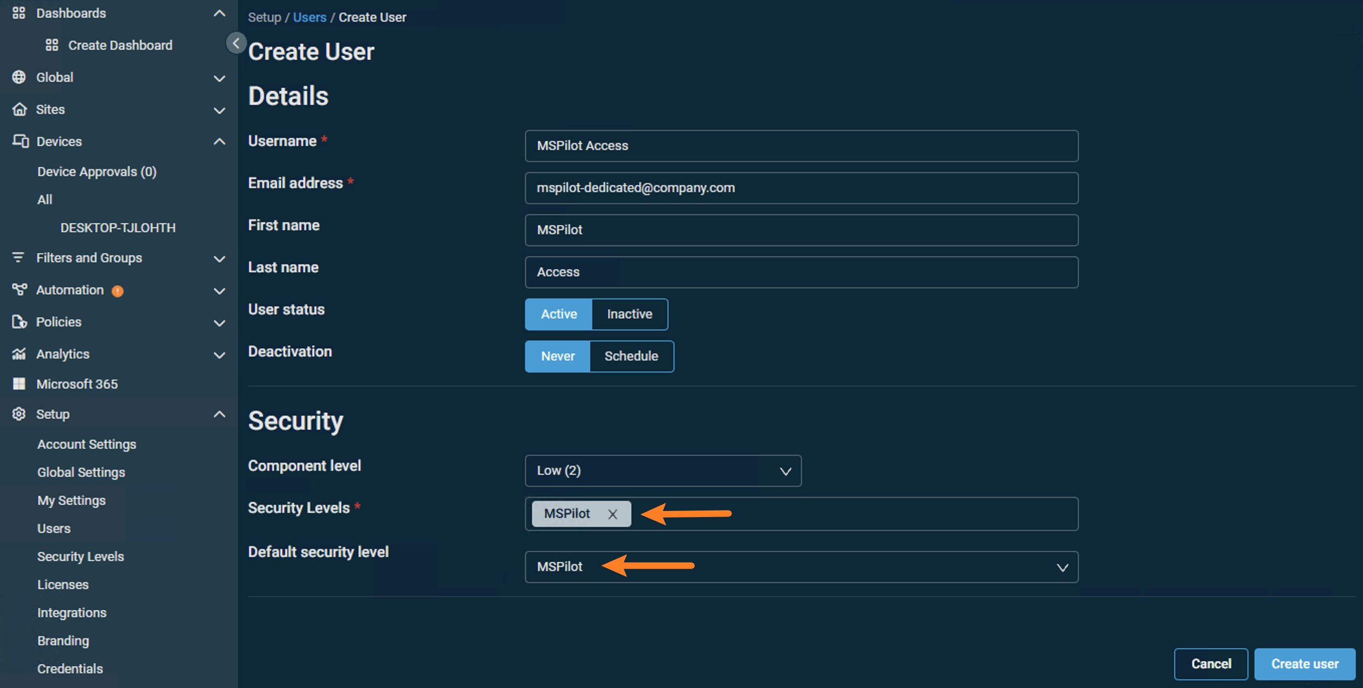 Create User