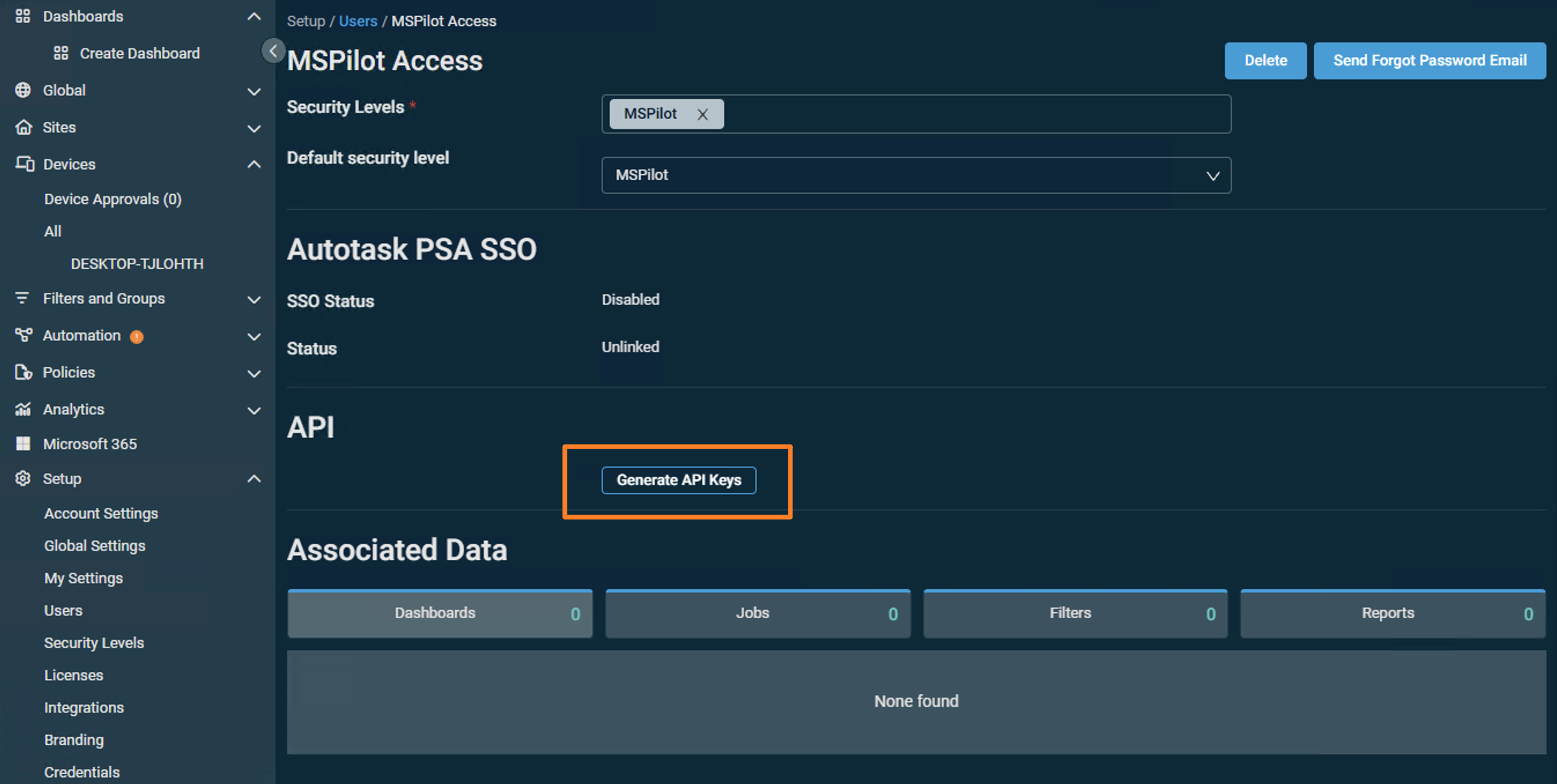 Enable Generate Api Keys