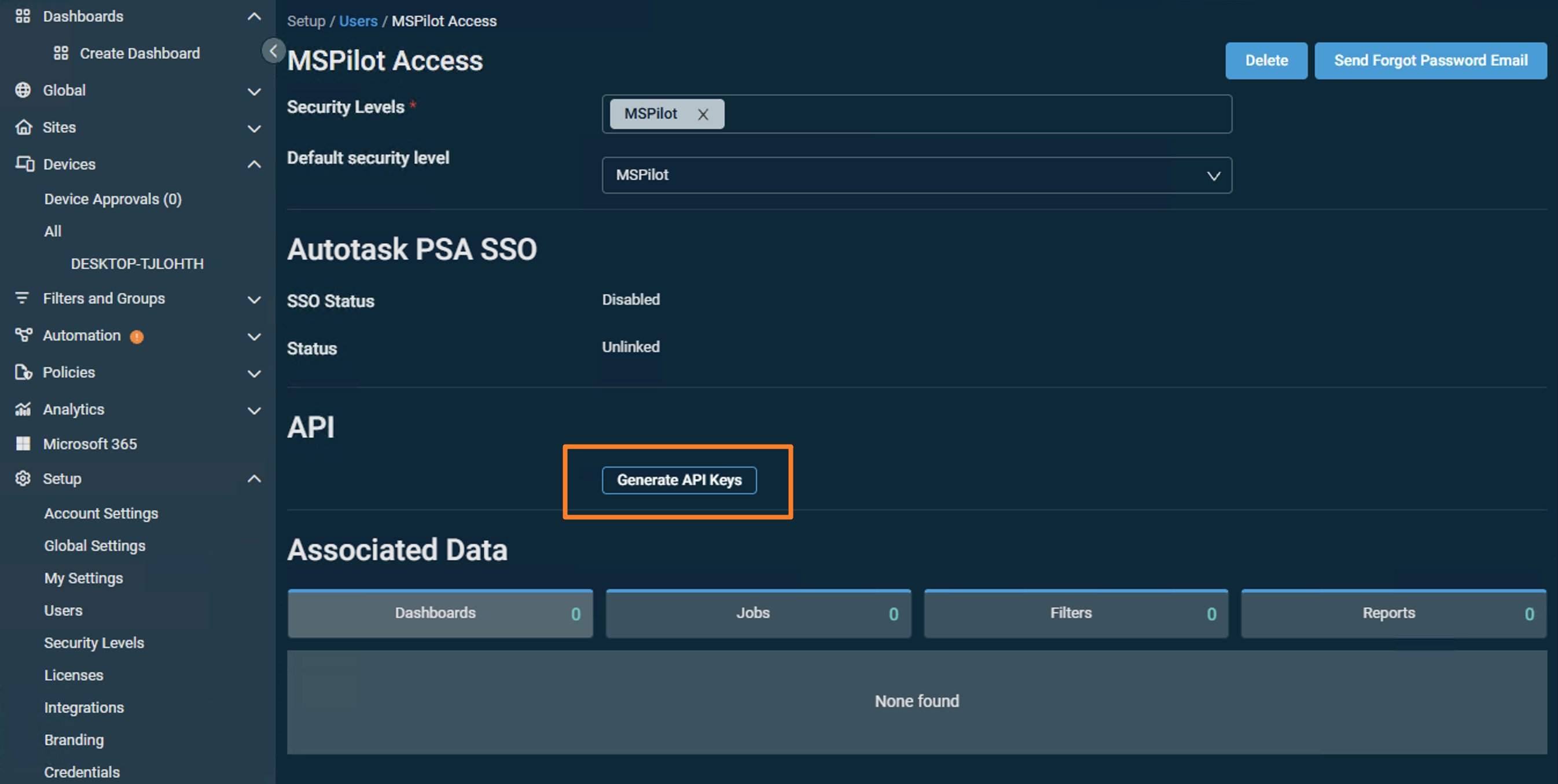 Enable Generate Api Keys
