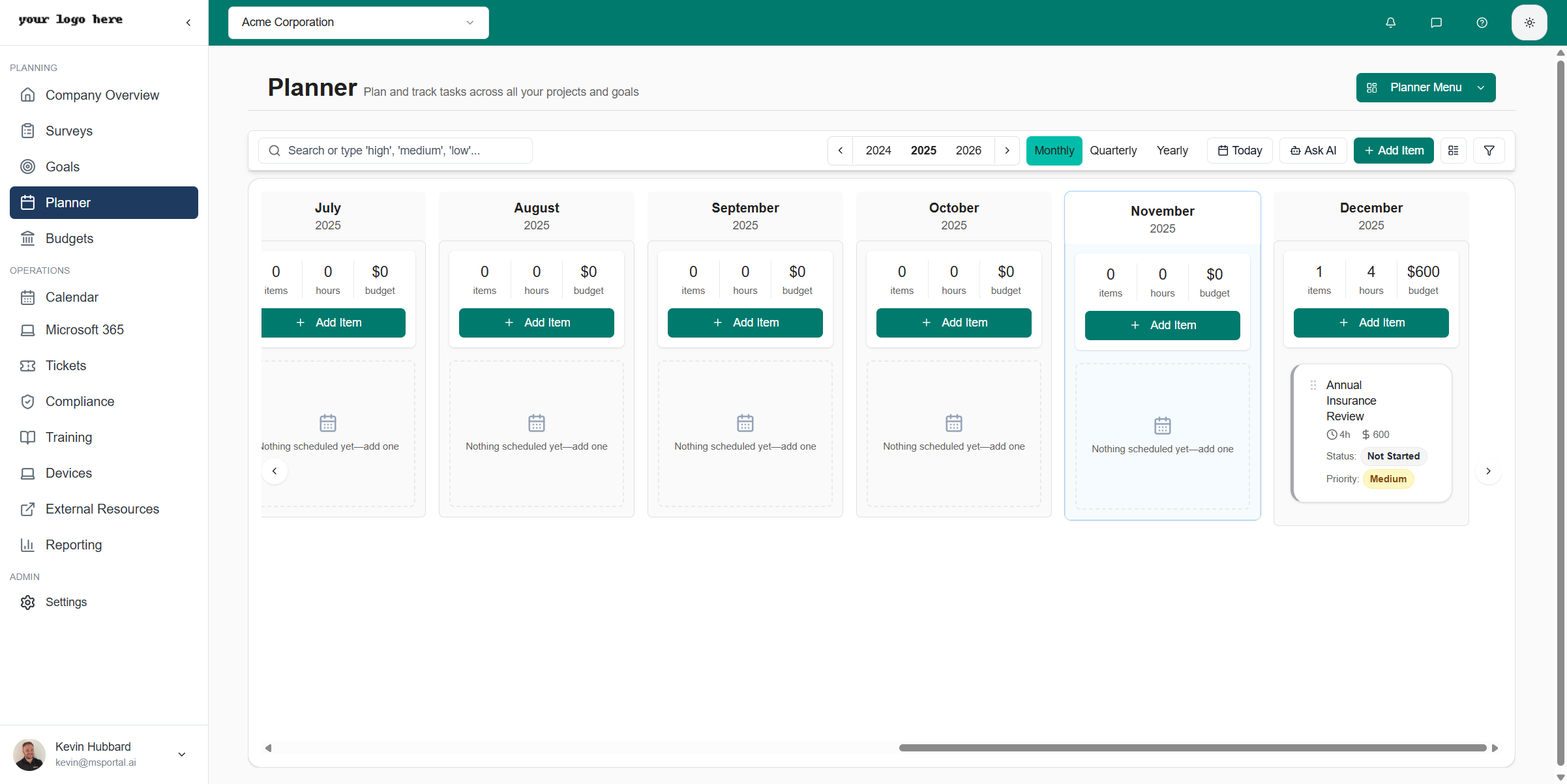Planner Monthly View