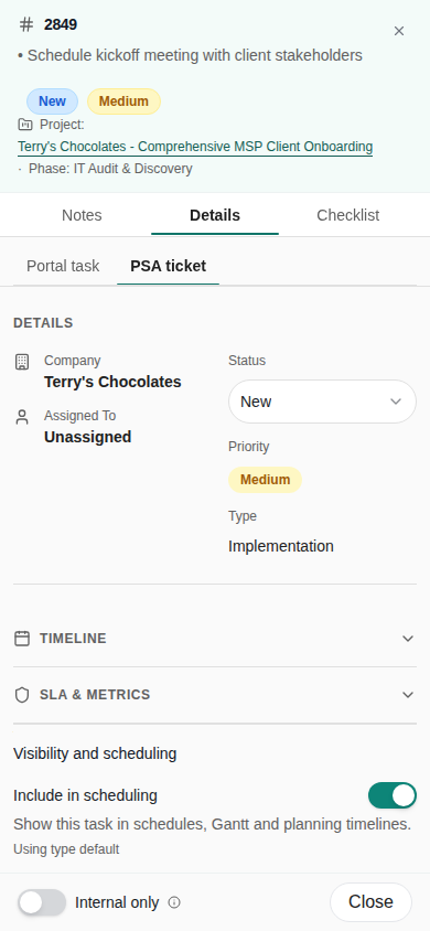 Phone Details view showing the Halo project ticket Type