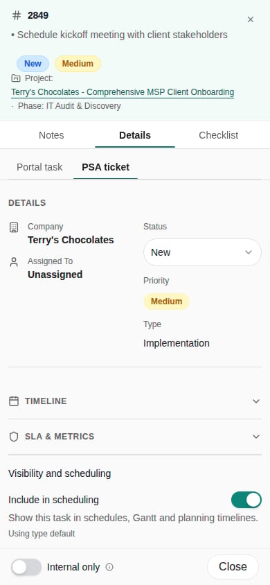 Phone Details view showing the Halo project ticket Type
