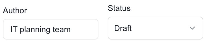 Budget Details Author and Status fields with an unsaved planning-team author and Draft status.