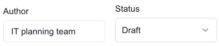 Budget Details Author and Status fields with an unsaved planning-team author and Draft status.