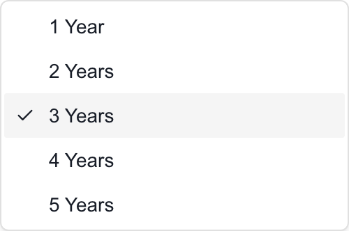 Years to Forecast choices from one through five years, with three selected.