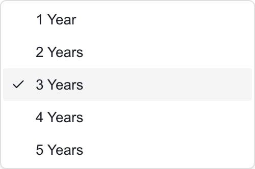 Years to Forecast choices from one through five years, with three selected.