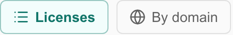 Cloud license view controls with Licenses selected and By domain.