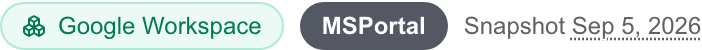 Google Workspace posture identifies MSPortal as its score source and shows the snapshot date.
