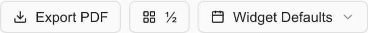 Export PDF beside the dashboard widget-width and date controls