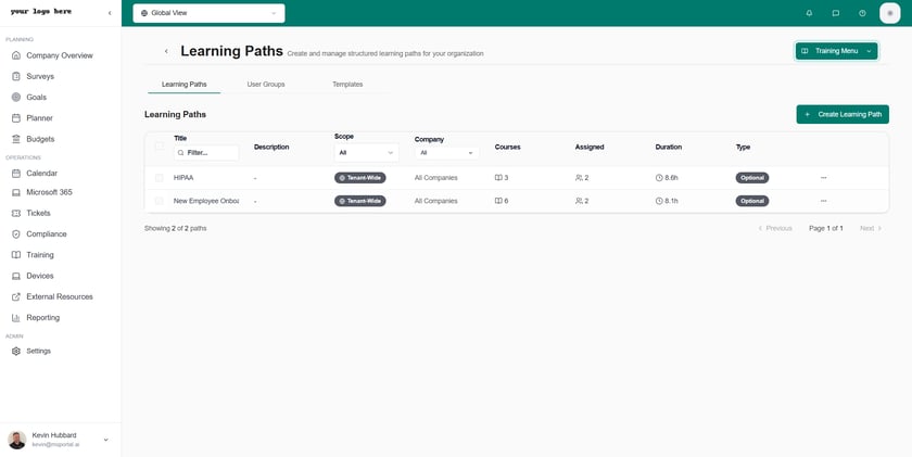 Learning Paths - MSPortal.ai Documentation