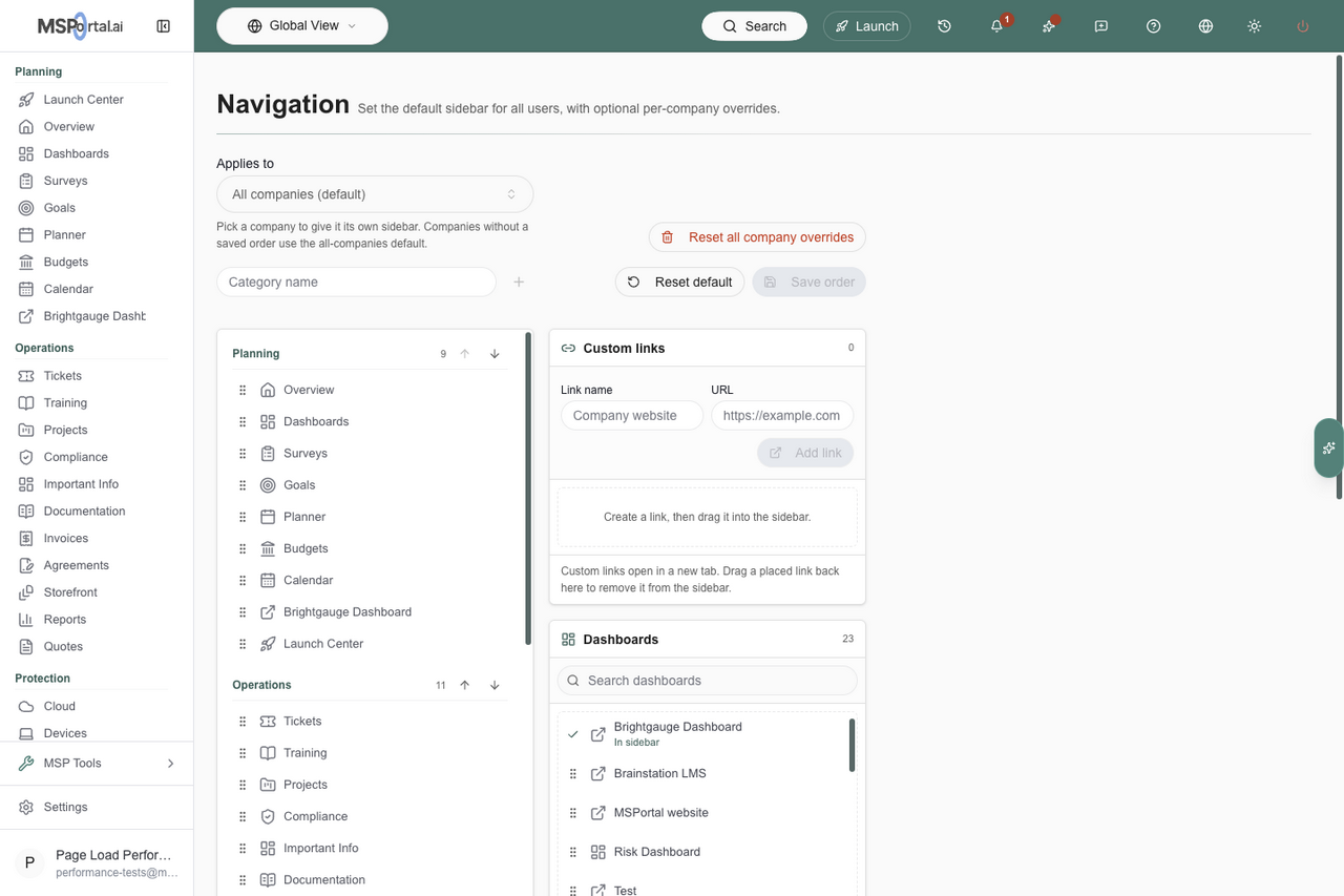 Expanded sidebar with the Collapse sidebar button beside the logo and Navigation settings positioned alongside it.