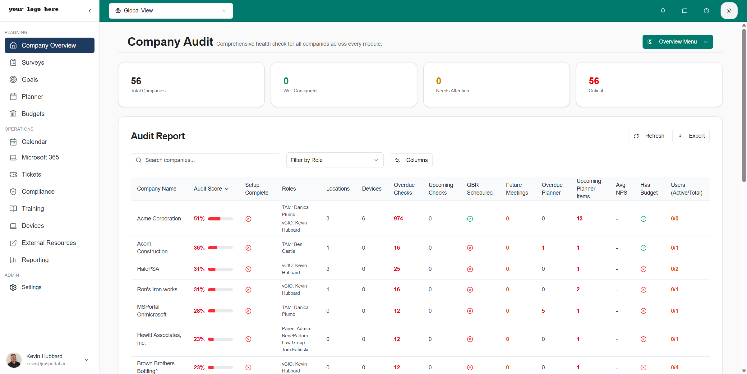Company Audit Dashboard