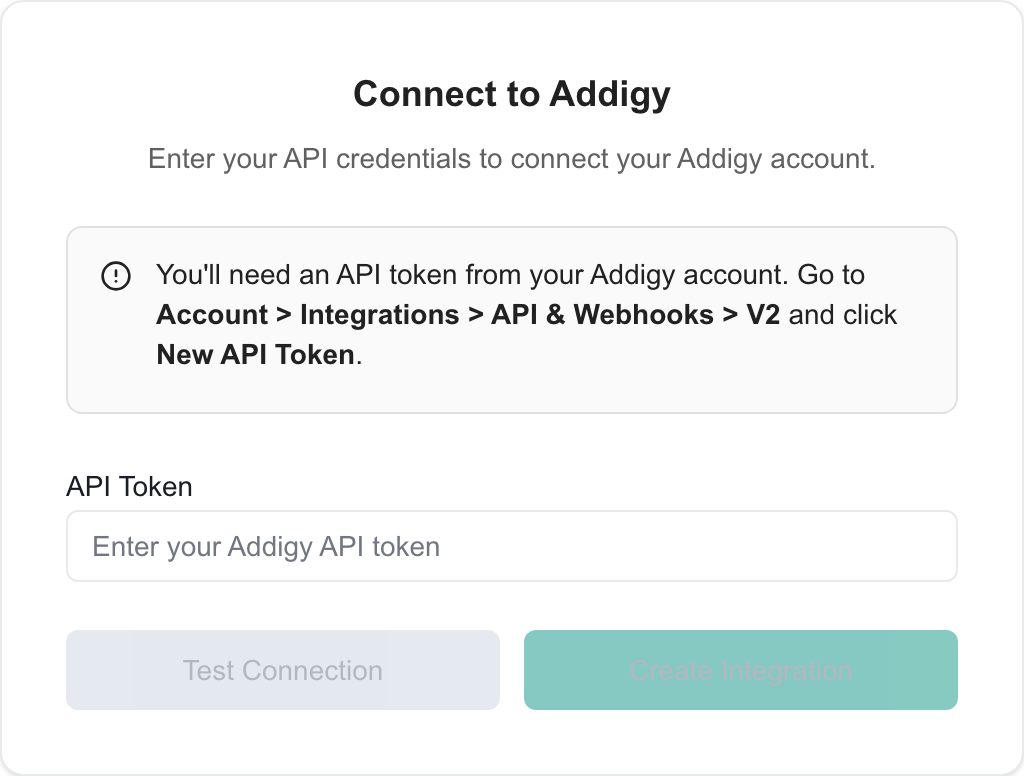 Addigy setup in MSPortal with blank credential inputs