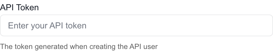 Blank Cove API Token field and its explanation in MSPortal setup.