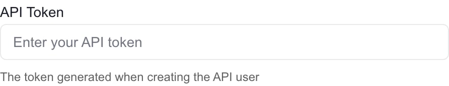 Blank Cove API Token field and its explanation in MSPortal setup.