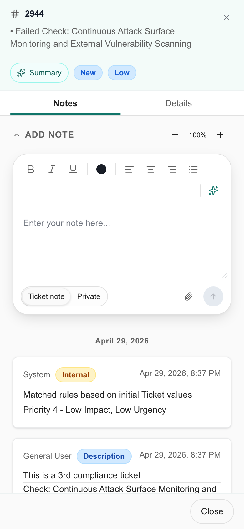 MSP staff phone Notes tab readable while attachments are pending
