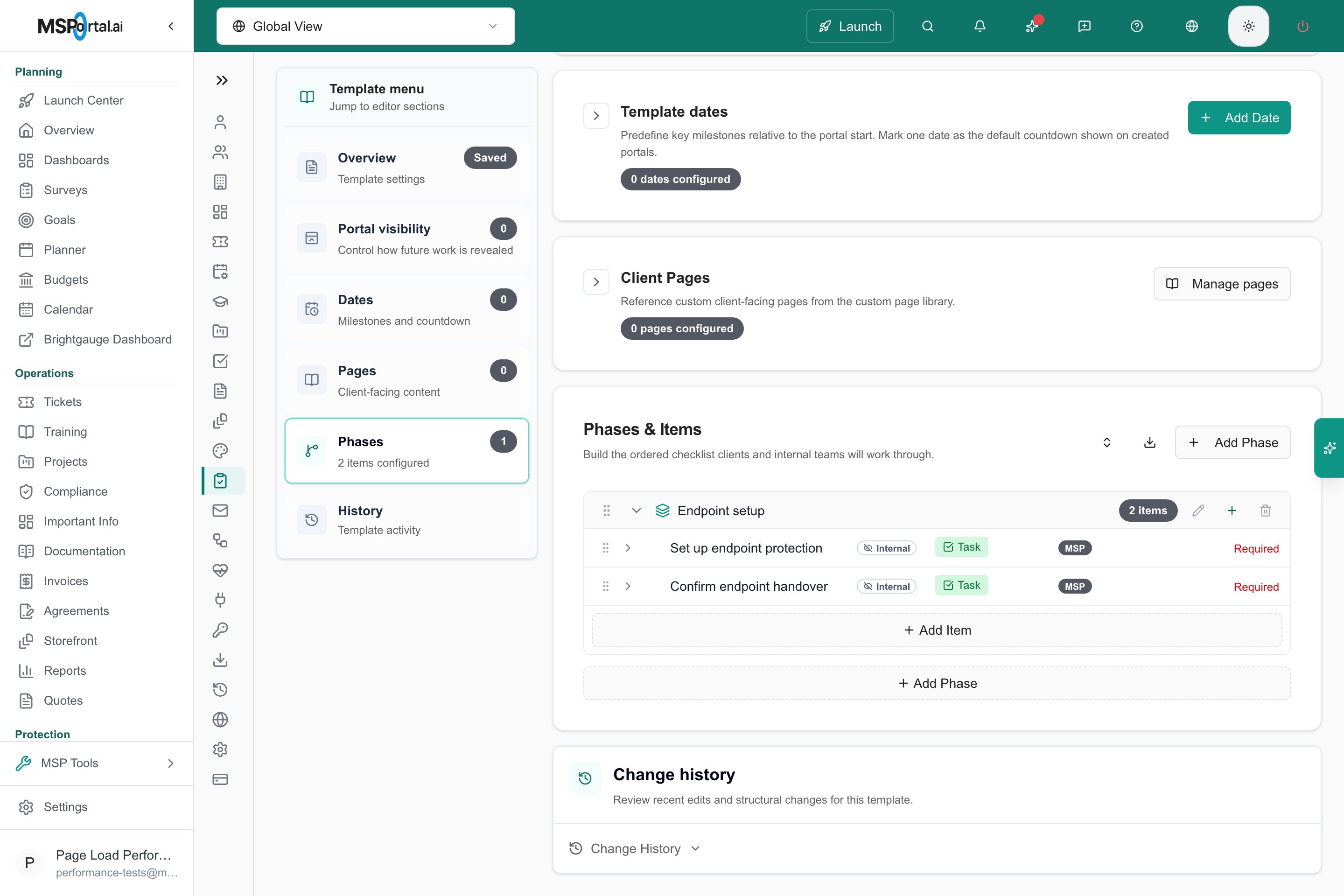 Endpoint Readiness Demo onboarding template with its endpoint setup tasks.