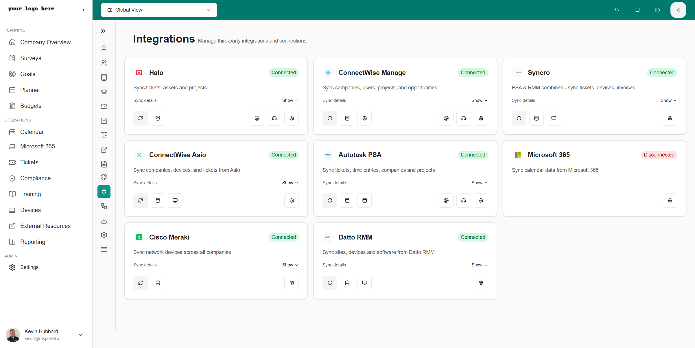 Integrations Settings
