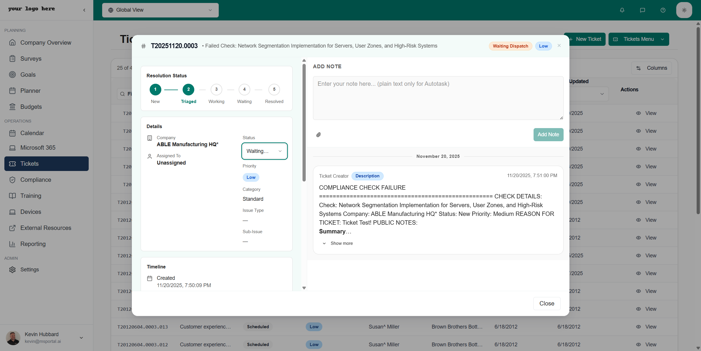 Ticket Detail Dialog