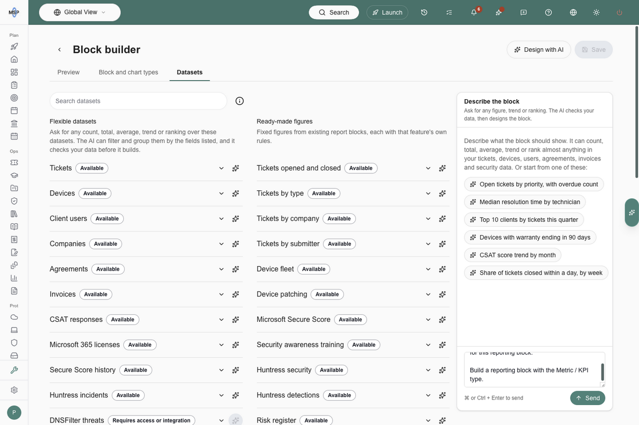 Datasets tab with a compact info button beside search and aligned dataset lists