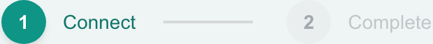 Quoter setup has Connect and Complete steps; Complete is locked before connecting.